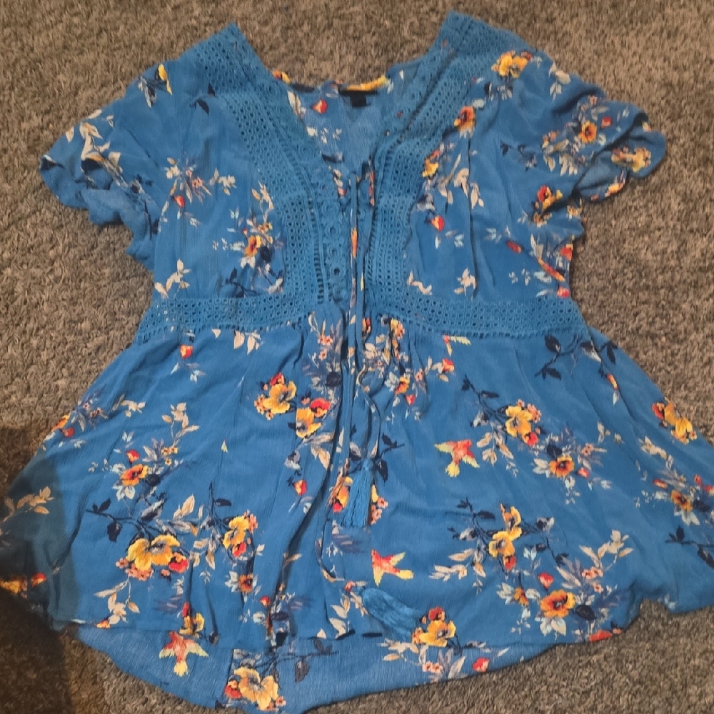 Torrid Kids Blue Floral Blouse